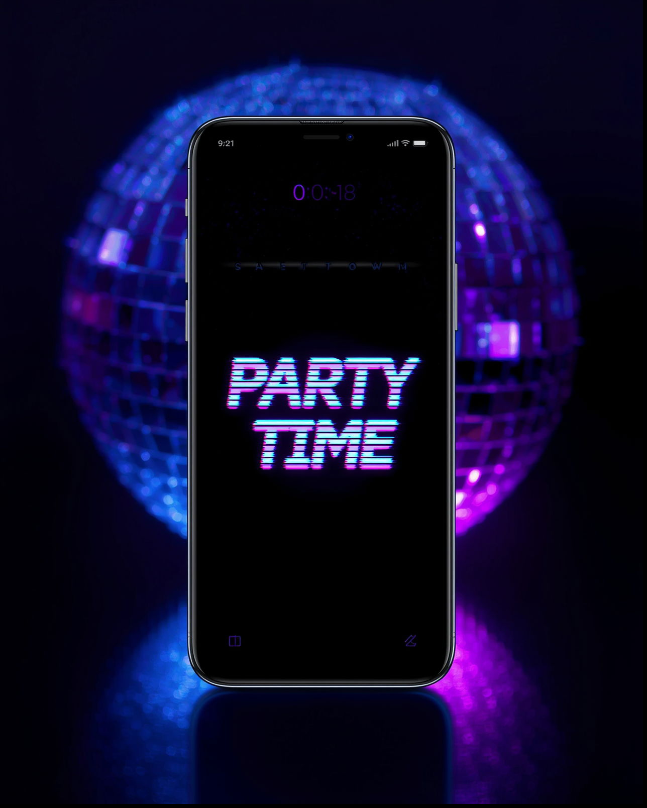 Smartphone showing party countdown