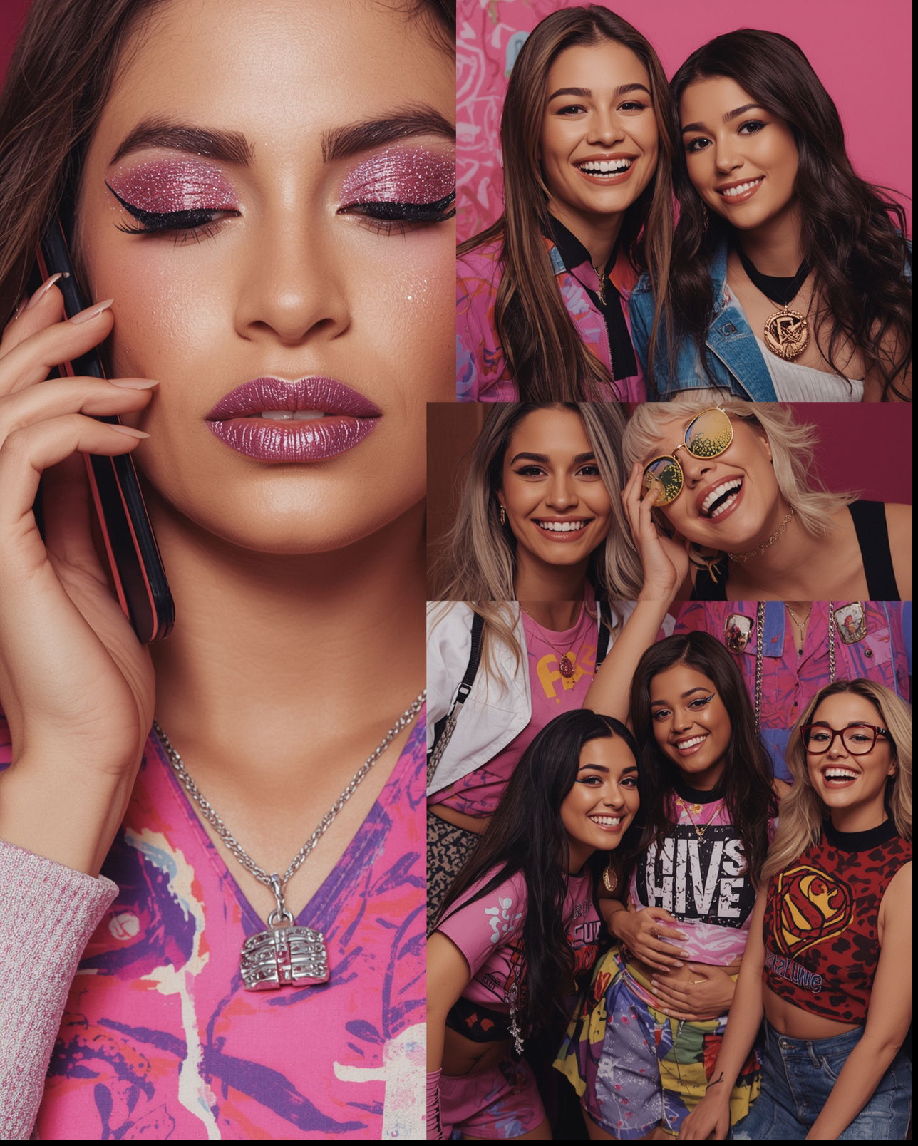 Collage mit verschiedenen kreativen Motto-Party Outfits