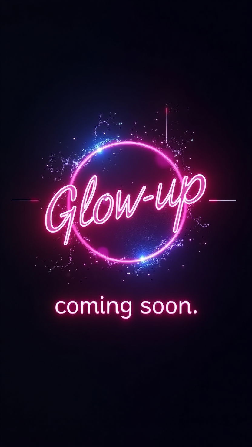 Teaser-Bild einer stylischen Feier Faktor Event-Seite mit der Aufschrift 'Glow-up incoming'